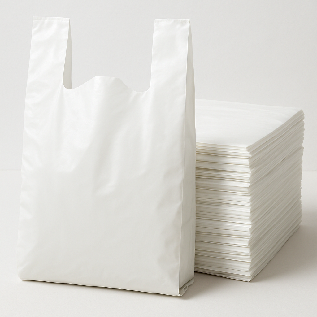 50 Large Extra-Strong Plastic Carrier Bags – Heavy-Duty for Retail or Packaging